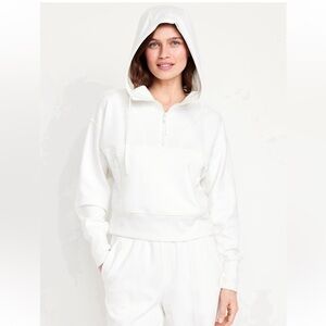 NWT Old Navy Dynamic Fleece Half-Zip Hoodie Sweatshirt Magnolia White Size Large